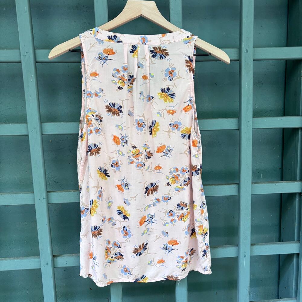 Adrienne Vittadini Pastel Sleeveless Floral Officewear Popover Blouse Top szS - Picture 3 of 5